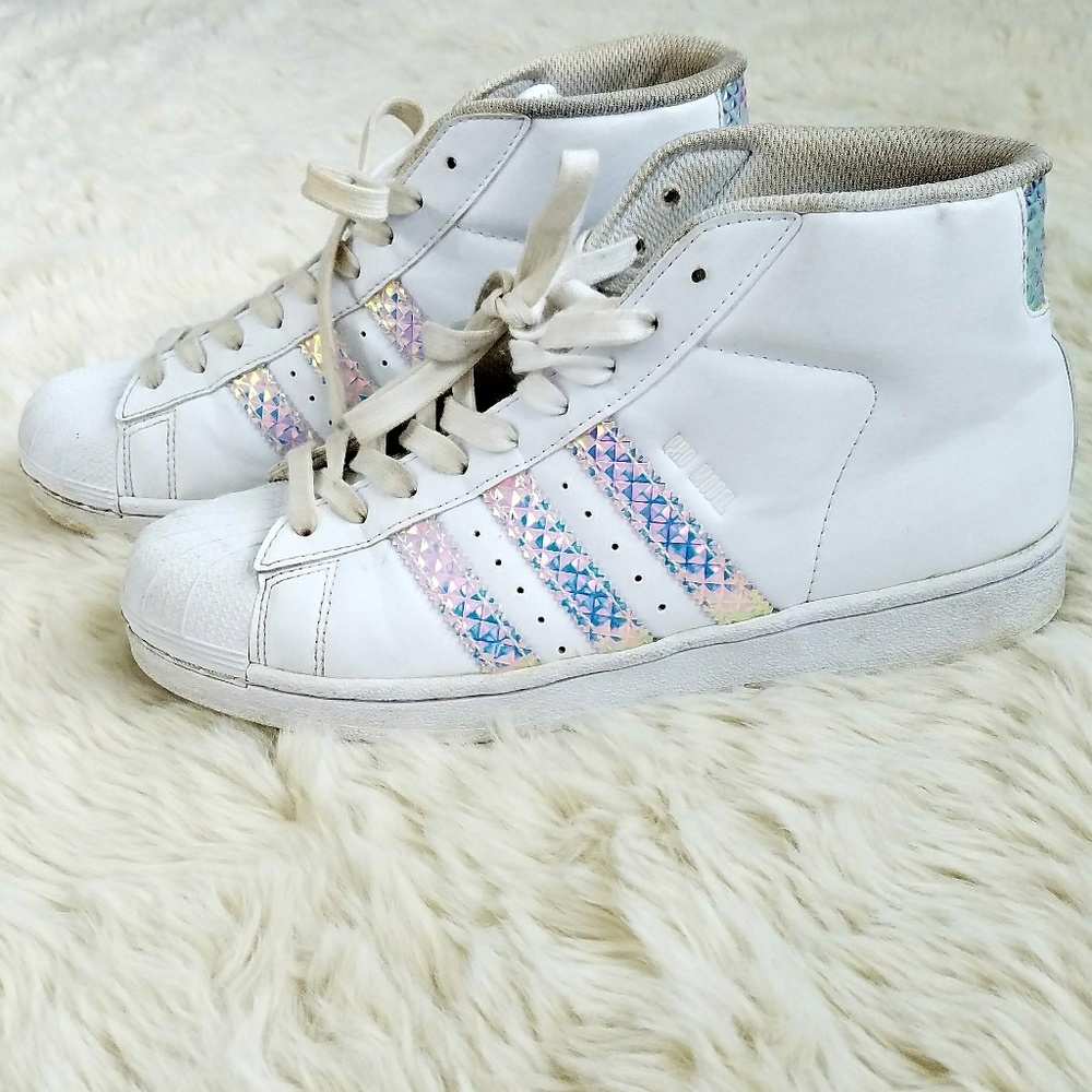Adidas Pro Model High Top White Metallic Silver